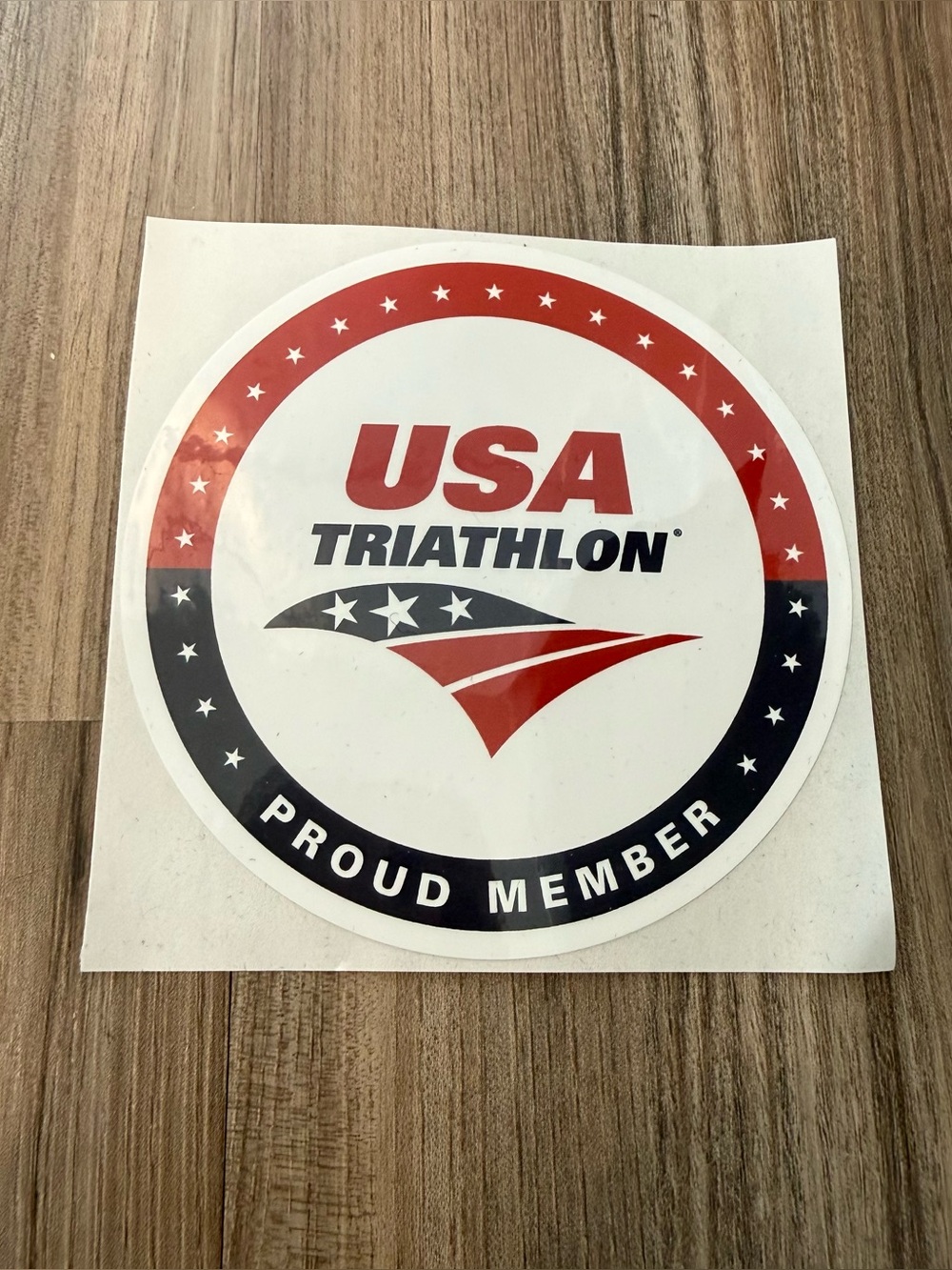 USA Triathlon Proud Member Sticker - Red, White & Blue